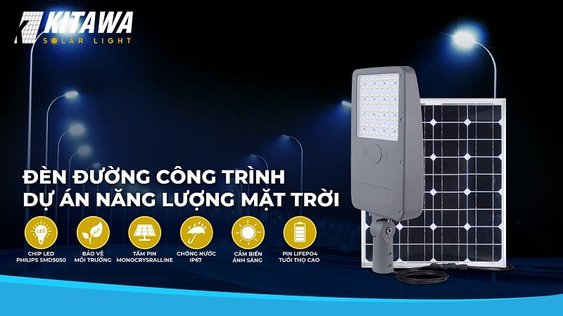 Đèn đường công trình năng lượng mặt trời 60W Giva - GV.60