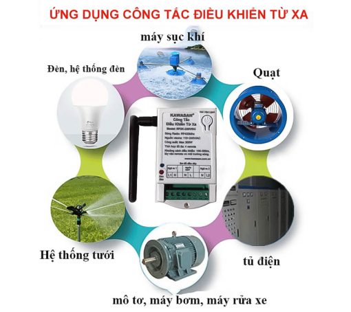 Công tắc điều khiển từ xa - 2 kênh, anten ngắn, gồm remote, RF2K 12V-RM4D_1