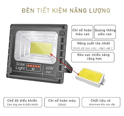 Đèn Pha Năng Lượng Mặt Trời Kitawa 60W IP67 DP160