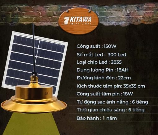 Đèn Treo Đĩa Bay Năng Lượng Mặt Trời 150W Kitawa DT1150-1