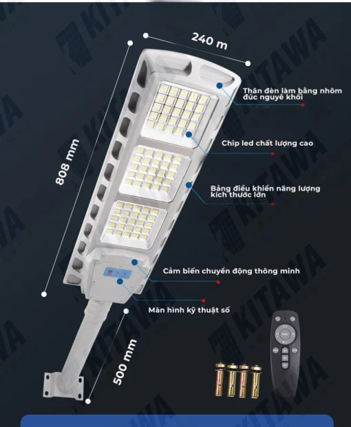 Đèn đường năng lượng mặt trời liền thể 300W KITAWA LT8300