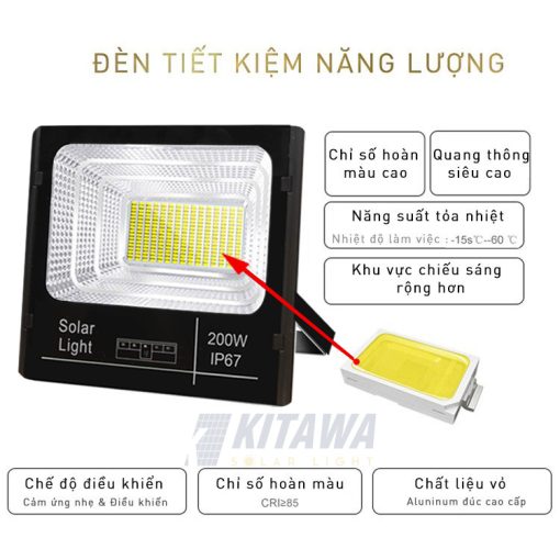 Đèn pha năng lượng mặt trời 200W KITAWA - DP01.200