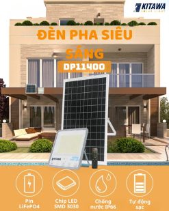 Đèn pha năng lượng mặt trời 400W bọc cầu KITAWA - DP11400