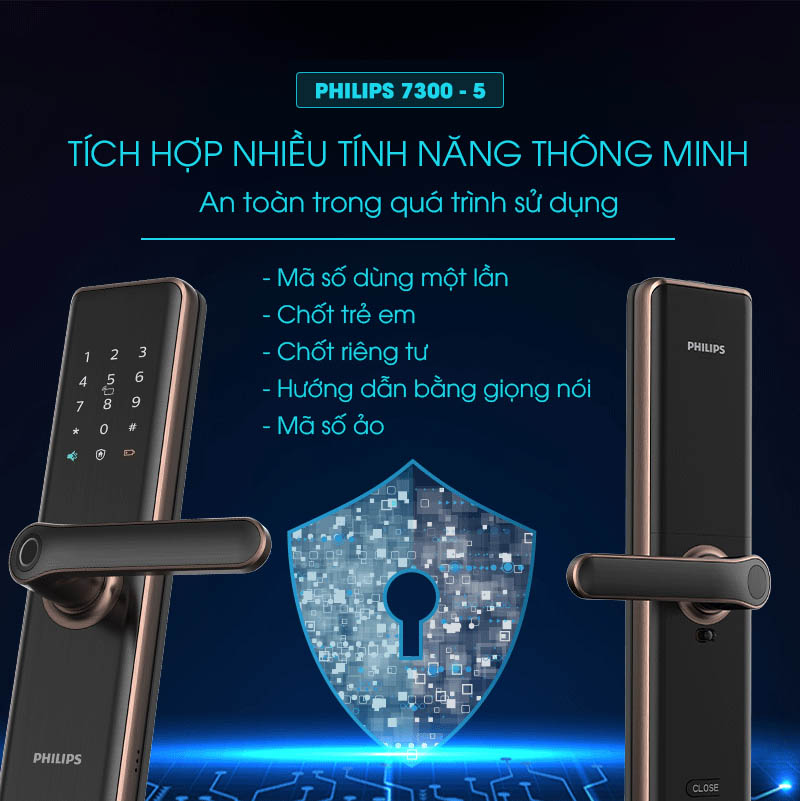 Khóa cửa vân tay Philips 7300-5 (có Bluetooth) (9)