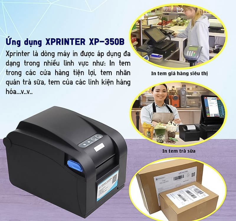 Máy in tem nhãn mã vạch Xprinter XP_350B [USB] Shop, Vận Đơn Shopee, Lazada, Tiktok….